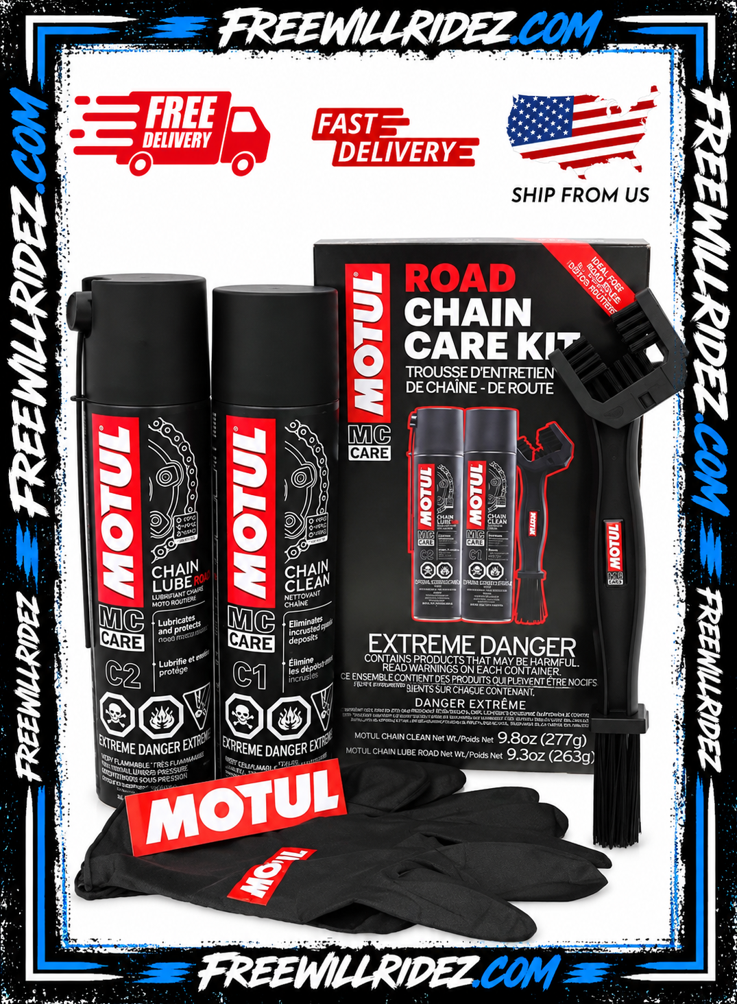 MOTUL C1 & C2 CHAIN CARE KIT — CLEAN • LUBE • RIDE
