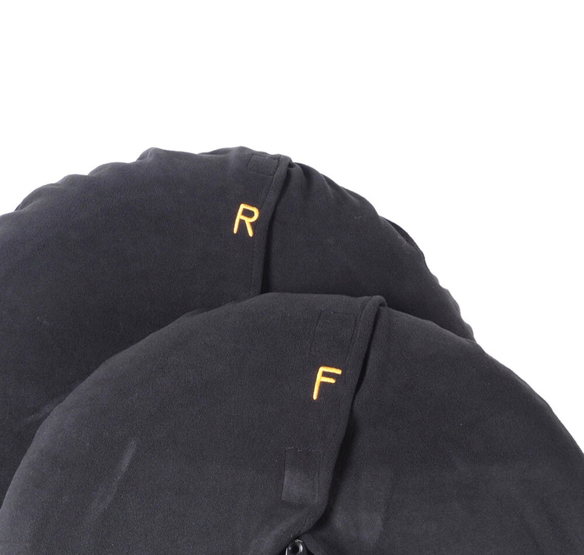 FWR track day tire warmers showing the F and R labels
