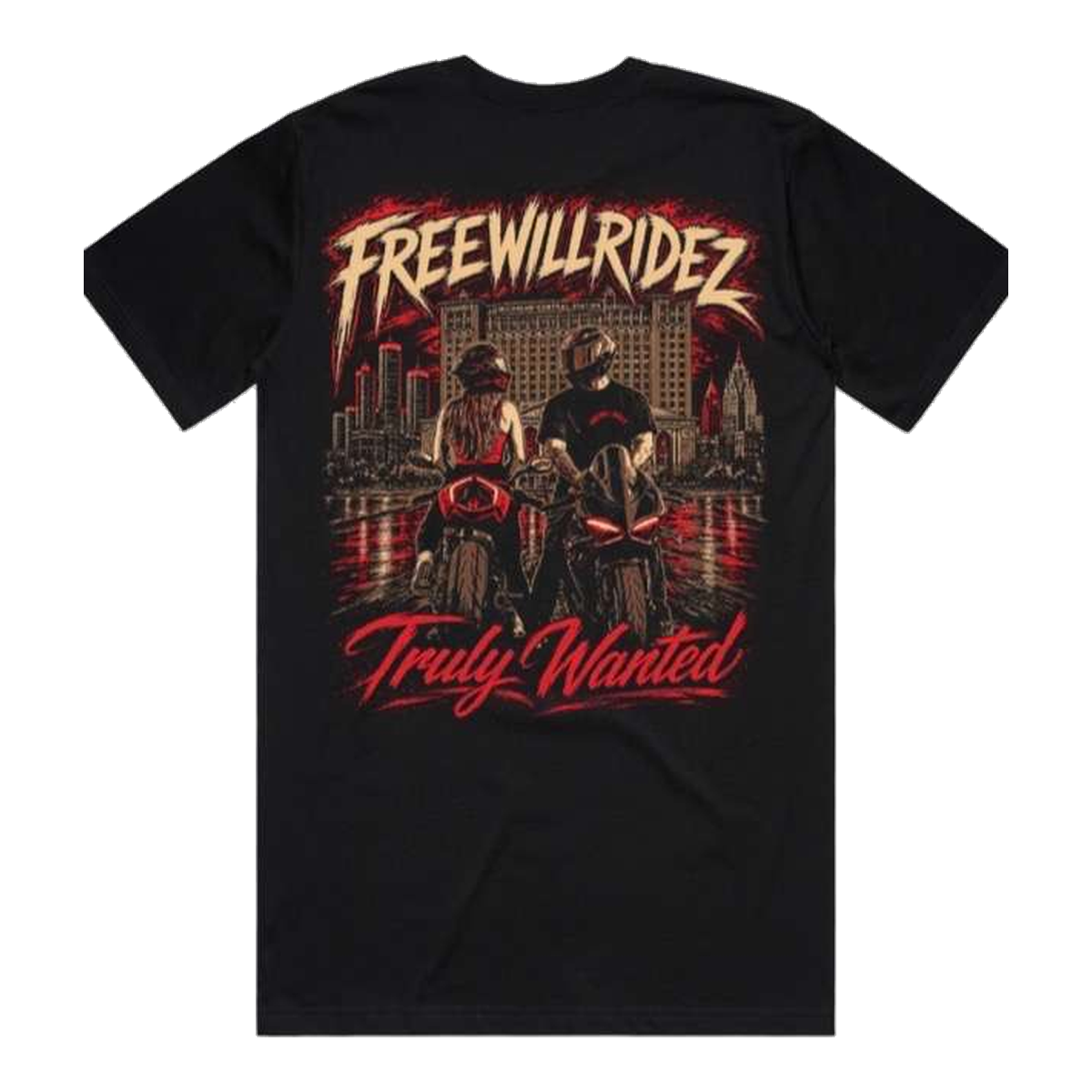 Truly Wanted — back print on a black tee