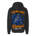 Vol. 3 — Detroit Motor City — back print on a black hoodie